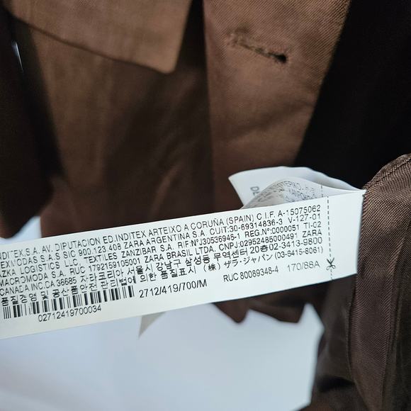 NWOT Zara Single Breasted Oversized Satin Blazer Jacket Sz M Brown NEW - Picture 11 of 13